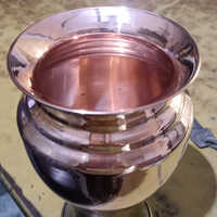 Metal Pure Copper Kalash Lota - Small Size, Polished Finish, Elegant Copper Color, Round Shape | Perfect For Religious Ceremonies & Water Storage