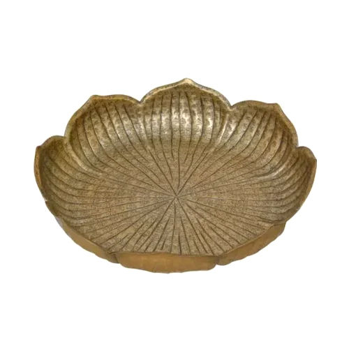 Flower Design Metal Tray - Color: Golden