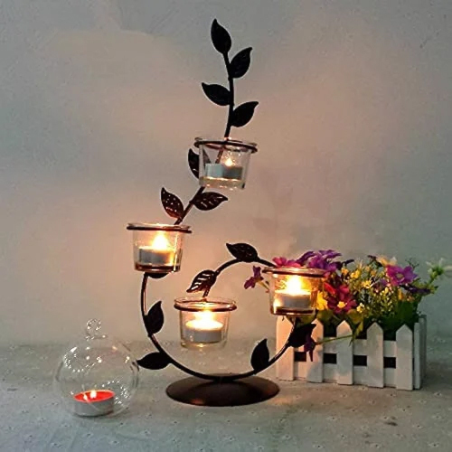 Metal Wrought Iron Tea Light Candle Holder - Finishing: Polishing