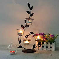 Metal Wrought Iron Tea Light Candle Holder - Polished Finish, High-Quality Iron Material, Elegant Home Decor Accent for Warm Illumination