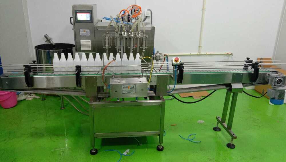 Pneumatic Four head liquid  filling machine