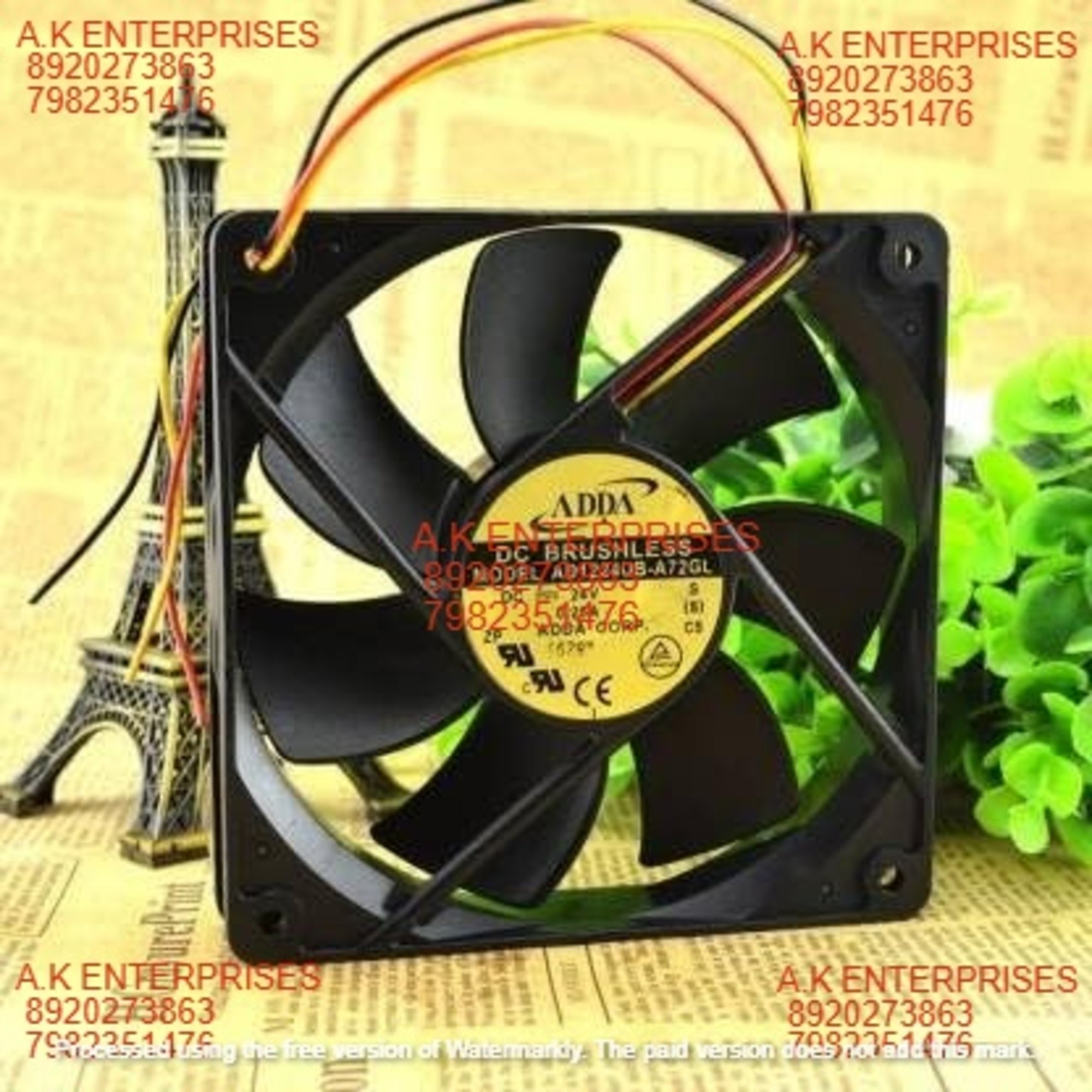 ADDA AD1224UB-A72GL DC BRUSHLESS,DC-24V-0.25A Cooling Fan,120 * 120 * 25MM 3 Wire