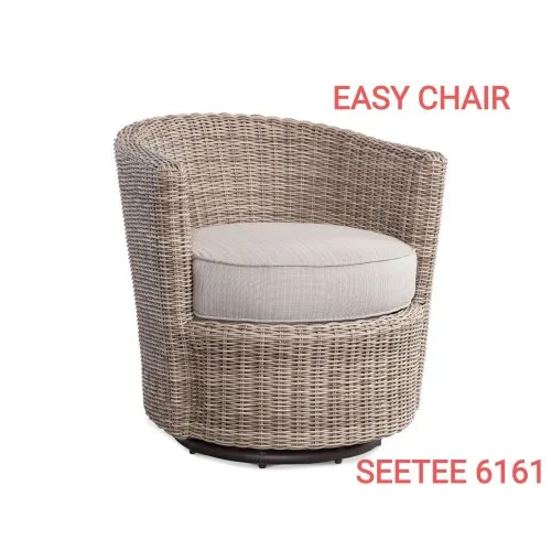 Seetee 6161 Wicker Easy Chair - High-Quality Wicker, Foam Cover, Brown Color | Modern Design, No Assembly Required, Durable Outdoor Seating