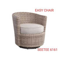 Seetee 6161 Wicker Easy Chair - High-quality Wicker, Foam Cover, Brown Color | Modern Design, No Assembly Required, Durable Outdoor Seating
