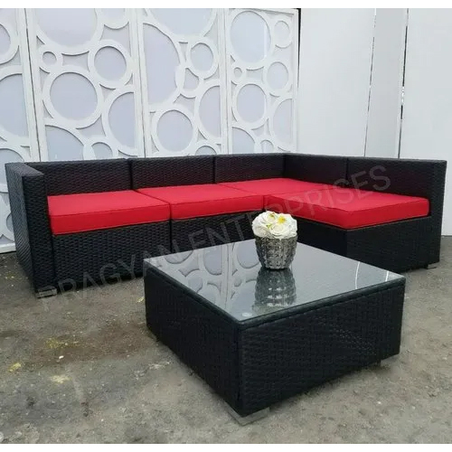 SEETEE L Shape Wicker Sofa Set - High-Quality Wicker, 12 Inch Seating Height | No Assembly Required, Modern Design, Coated Finish, PU Foam For Comfort, Durable and Strong for Outdoor Use