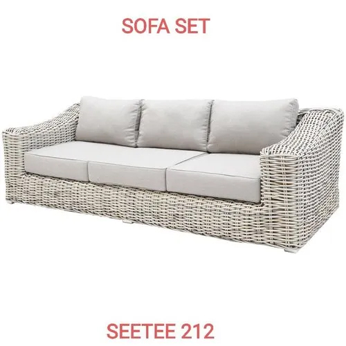 SEETEE 212 Wicker Sofa Set - Durable Wicker Material, No Assembly Required, Elegant White Color, PU Foam Cover for Comfort, 5-Year Warranty