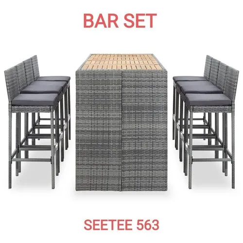 Modern Seetee Wicker Bar Set - Color: Grey