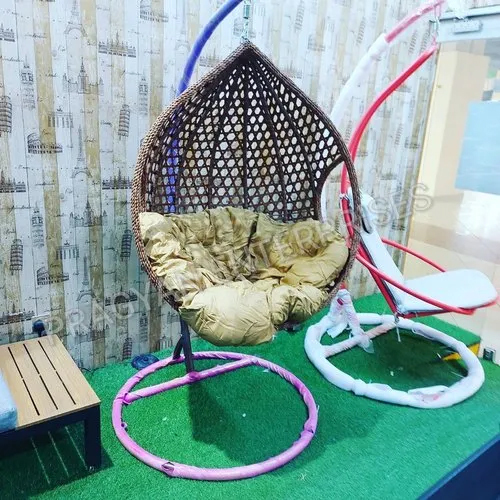 SEETEE Wicker Swing - High-Quality Wicker, Powder Coated, Multicolour Finish | No Assembly Required, Durable Modern Design, Stable Metal Frame