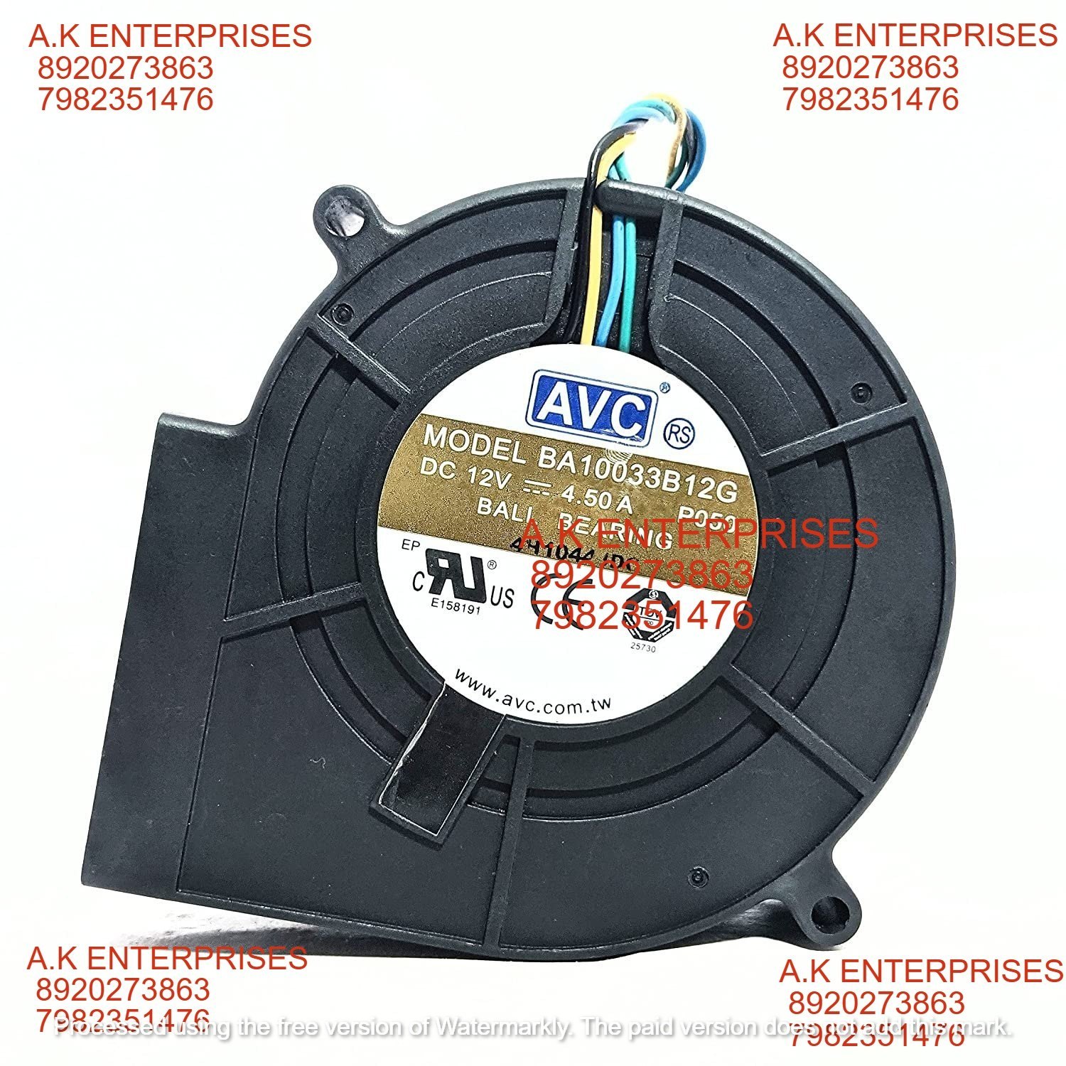 AVC BA10033B12G DC Blower 12V-4.50A DC Brushless Air Cooling Blower 6000 RPM 97 * 97 * 33mm 3Wire