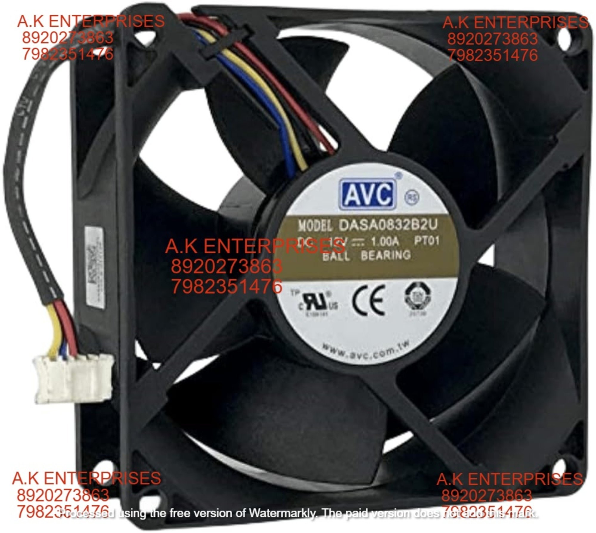 Avc Pwm Cooling Fan - 80mm Plastic, Black | 12v 1.0a, 4-wire Design, Efficient Heat Dissipation