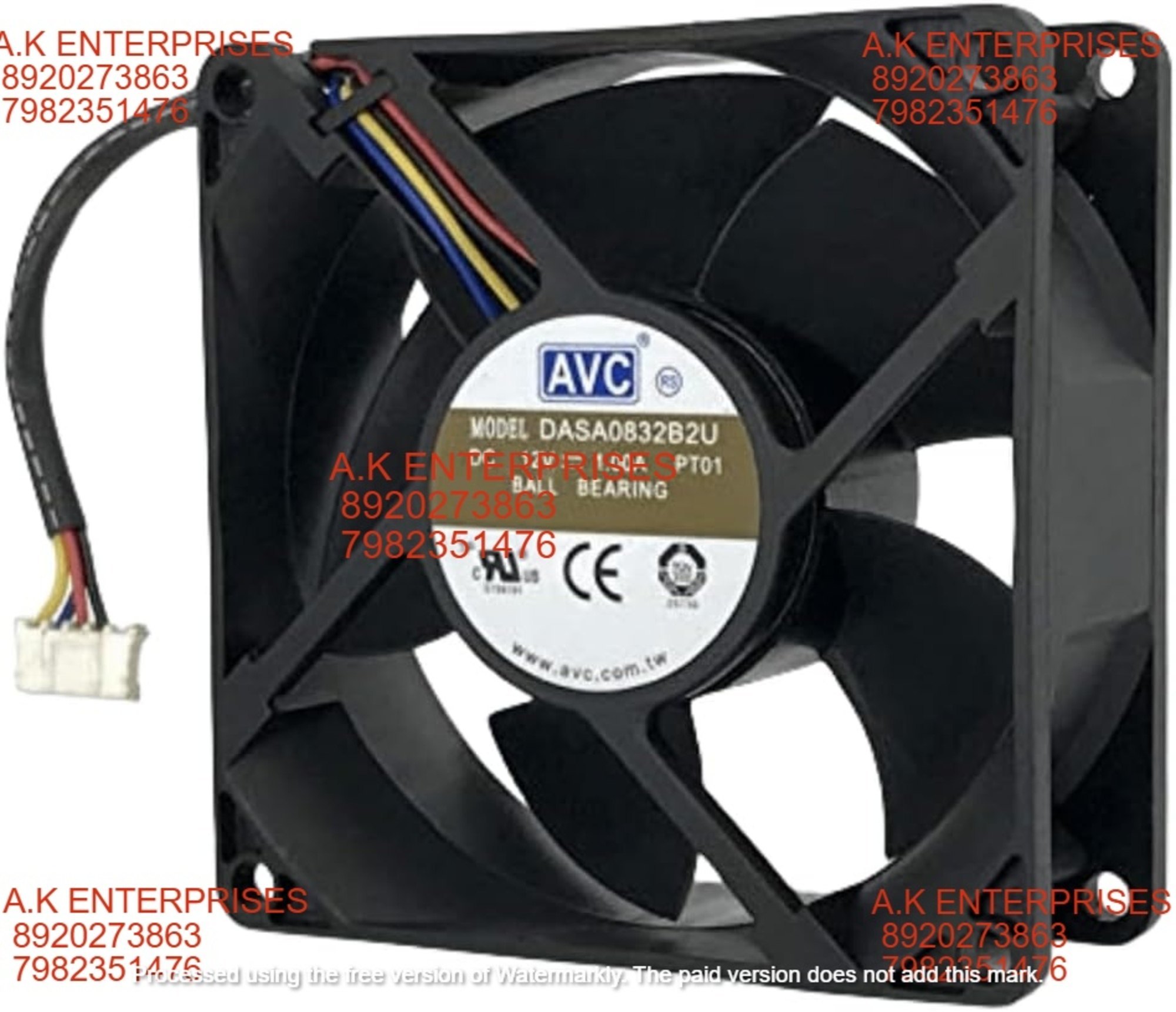 Avc Pwm Cooling Fan - 80mm Plastic, Black | 12v 1.0a, 4-wire Design, Efficient Heat Dissipation