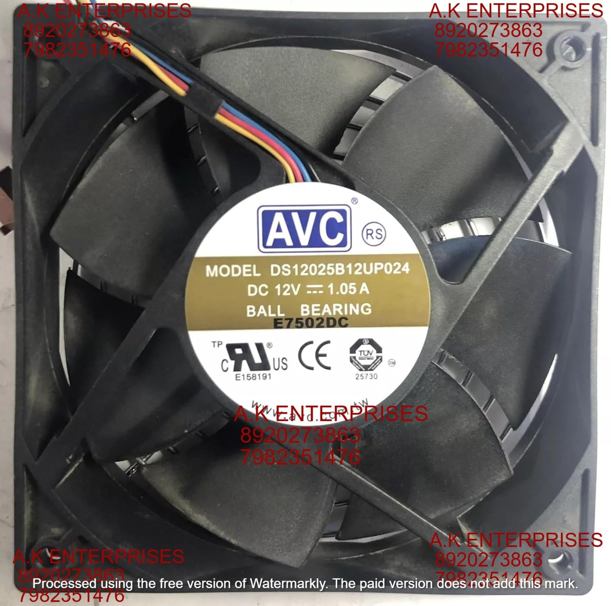 AVC DS12025B12UP024 Axial Fan 12V=1.05A DC Brushless Air Cooling Fan 3800 RPM 120 * 120 * 38mm 4-Wire