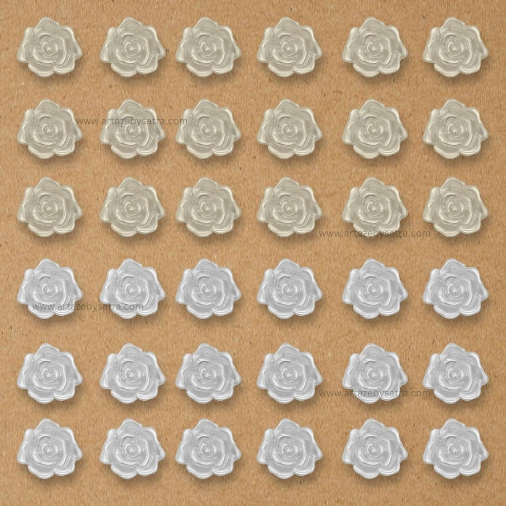 Rose Plastic Pearl Flower Beads | Size : 32mm | 500g | No Hole | PC16