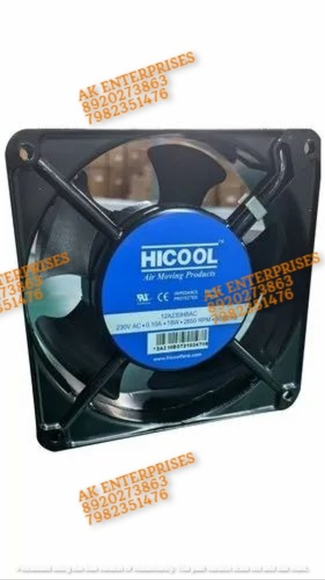 HICOOL 12A230HBAC Axial Fan 230VAC 50/60Hz 18W 0.10A DC Brushless Air Cooling Fan 2650 RPM 120 * 120 * 38mm 2Wire