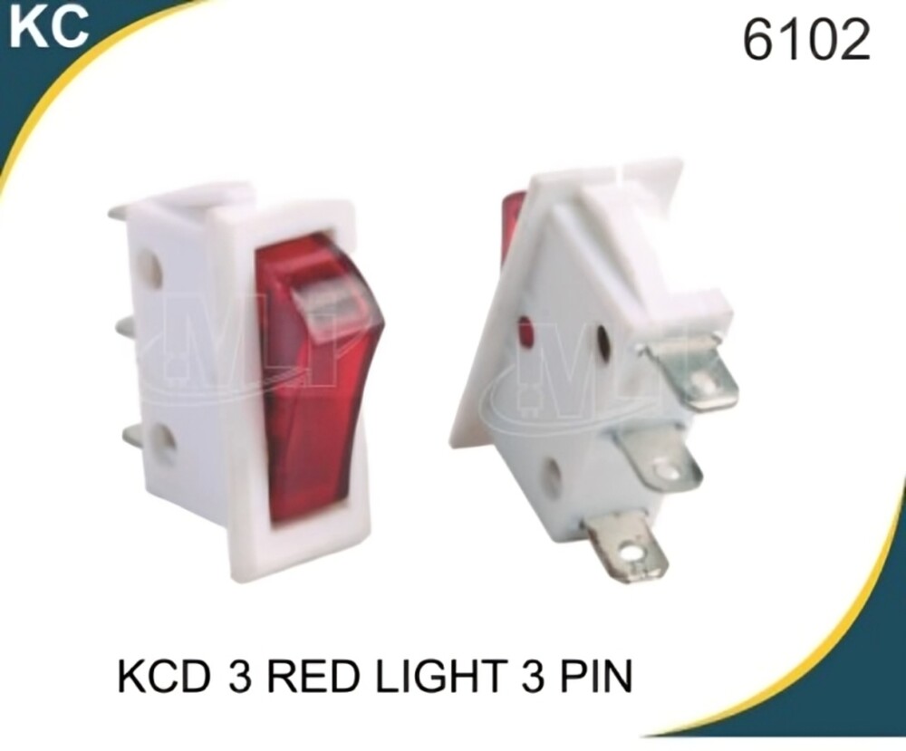 Rocker Switch Red Light 3 Pin