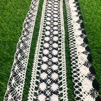 Zari Hand Work Crosia Laces - High-quality Cotton, Different Sizes Available, Classic Black & White Color, Embroidered One-sided Design