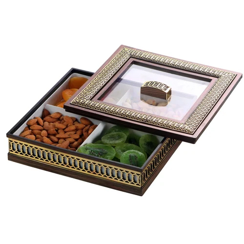 Square Multipurpose Dry Fruit Box - High-Quality Plastic, Customizable Size, Elegant Brown Color | Ideal for Food Industry Storage, Lightweight and Durable Design
