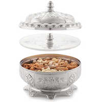 Silver Dry Fruit Box Kalash - Plastic, Standard Size, Round Shape, Silver Color | Glossy Lamination Finish, Ideal For Dry Fruit Storage