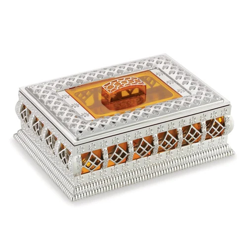 Rectangular Silver Dry Fruit Box Pallava - Plastic, Customized Size, Square Shape, Silver Color | Elegant Food Storage Solution for Home & Commercial Use