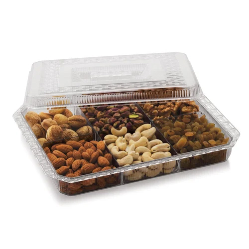 Clear Dry Fruit Box - High-Quality Plastic, 12 x 10 x 4 Inches | Durable, Rectangular, Clear White Design for Food Industry Professionals