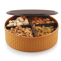 Round Plastic Dry Fruit Box Grace - High-quality Plastic, 2 Inch Size, Brown Color With Matte Lamination Finish - Ideal For Food Storage