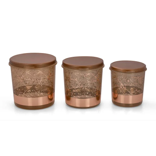 Round Plastic Container Set - Color: Brown