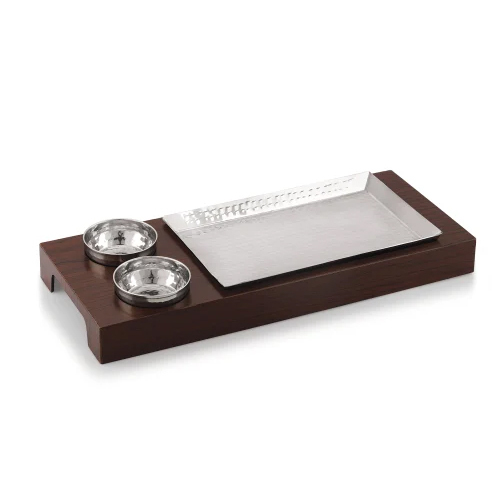 Rectangular Wooden Food Tray - Color: Multicolour