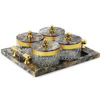 4 Pc Acrylic Dry Fruit Jar Set Box With Tray - Color: Different Available