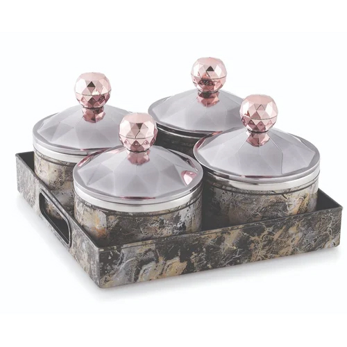 Inner Steel Dry Fruit Jar Set - Color: Different Available