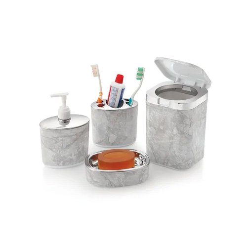 Opal 4 Pc Bathroom Accessories Set - Color: White