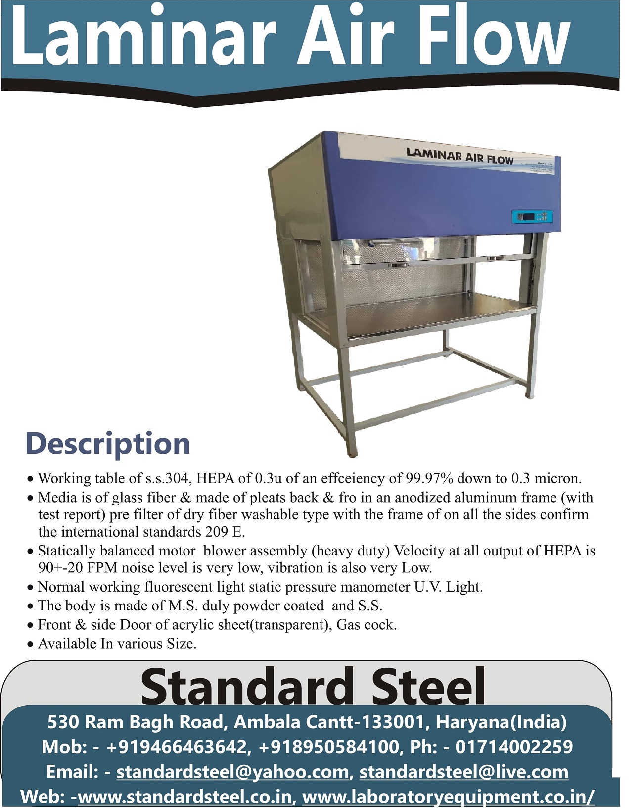 Horizontal Laminar Air Flow Cabinet