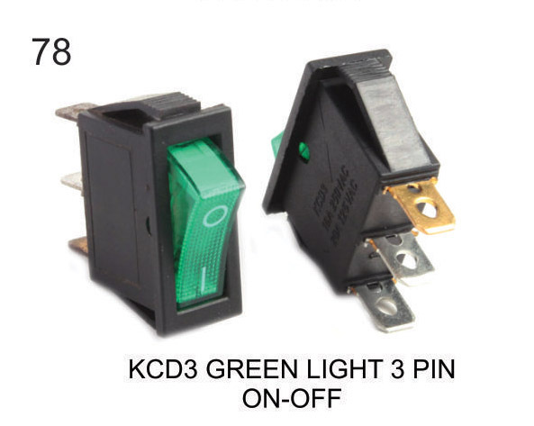 KCD 3 GREEN LIGHT 3 PIN ON-OFF
