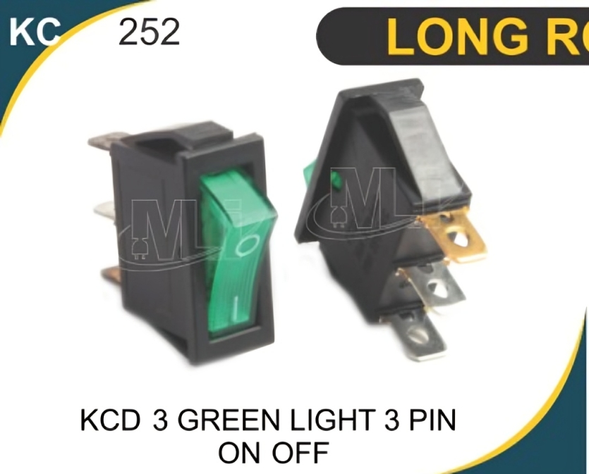 KCD 3 Green Light 3 Pin On Off
