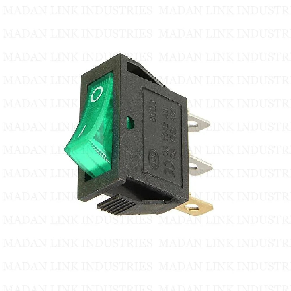 KCD 3 GREEN LIGHT 3 PIN ON-OFF