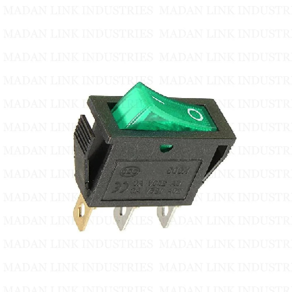 KCD 3 GREEN LIGHT 3 PIN ON-OFF