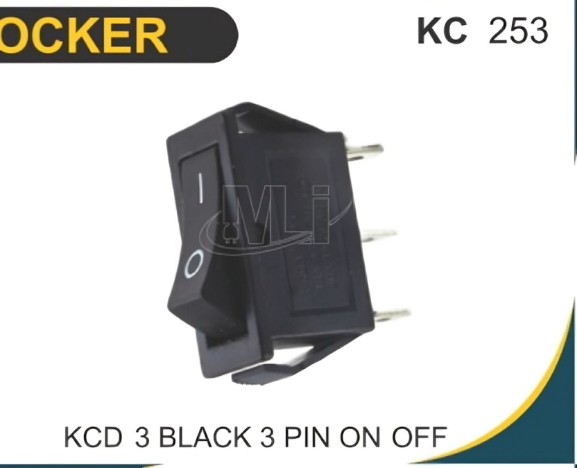 KCD 3 Black 3 Pin On Off