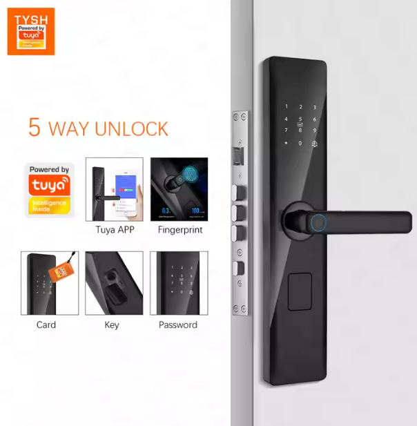 Fingerprint Door Lock - Smart Access With Wifi App Unlock | Secure Password, Rfid Card Entry & Extra Inside Lock