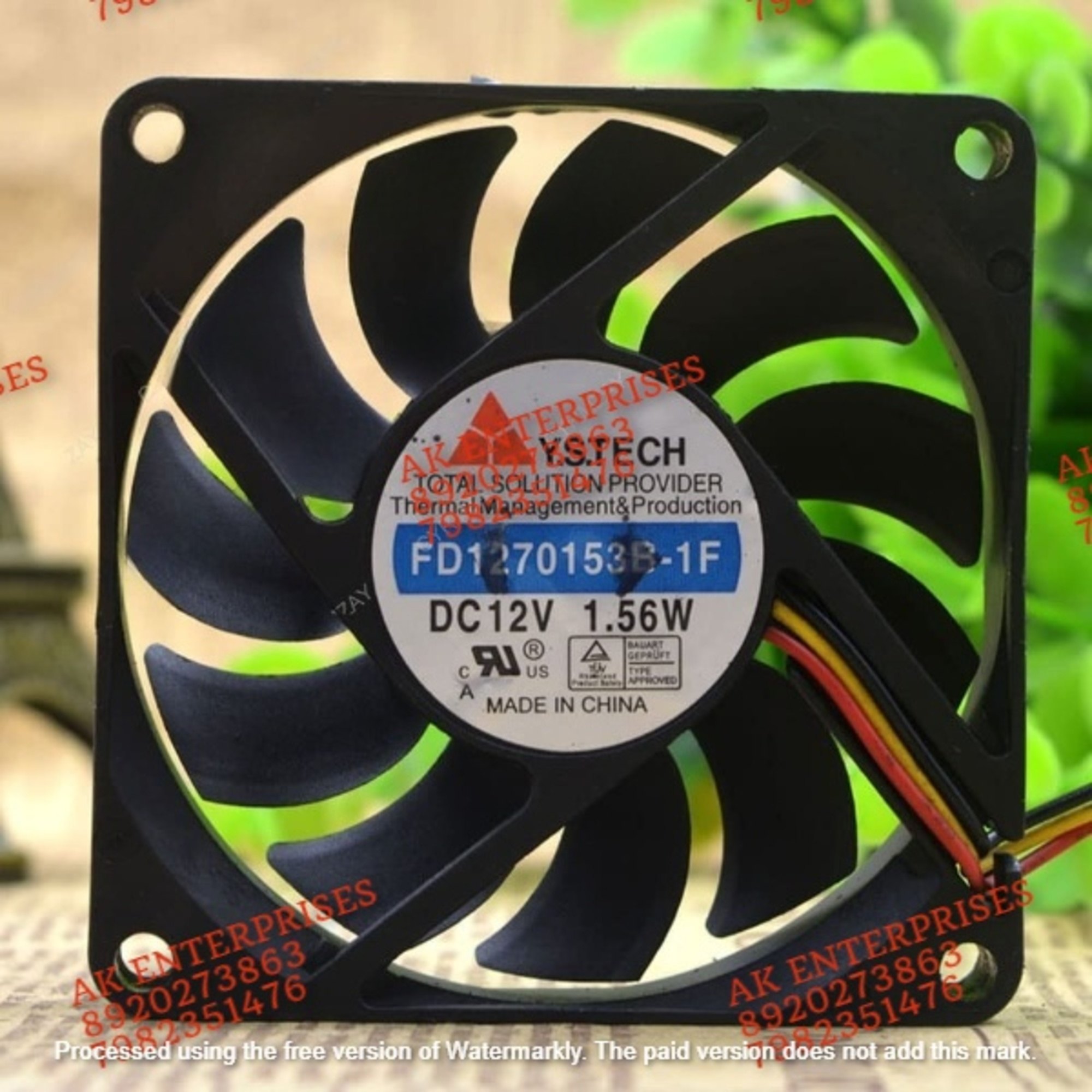 Y.S Tech FD1270153B-1F Axial Fan 24V-1.56A DC Brushless Air Cooling Fan 4000 RPM 70 * 70 * 15mm 3Wire