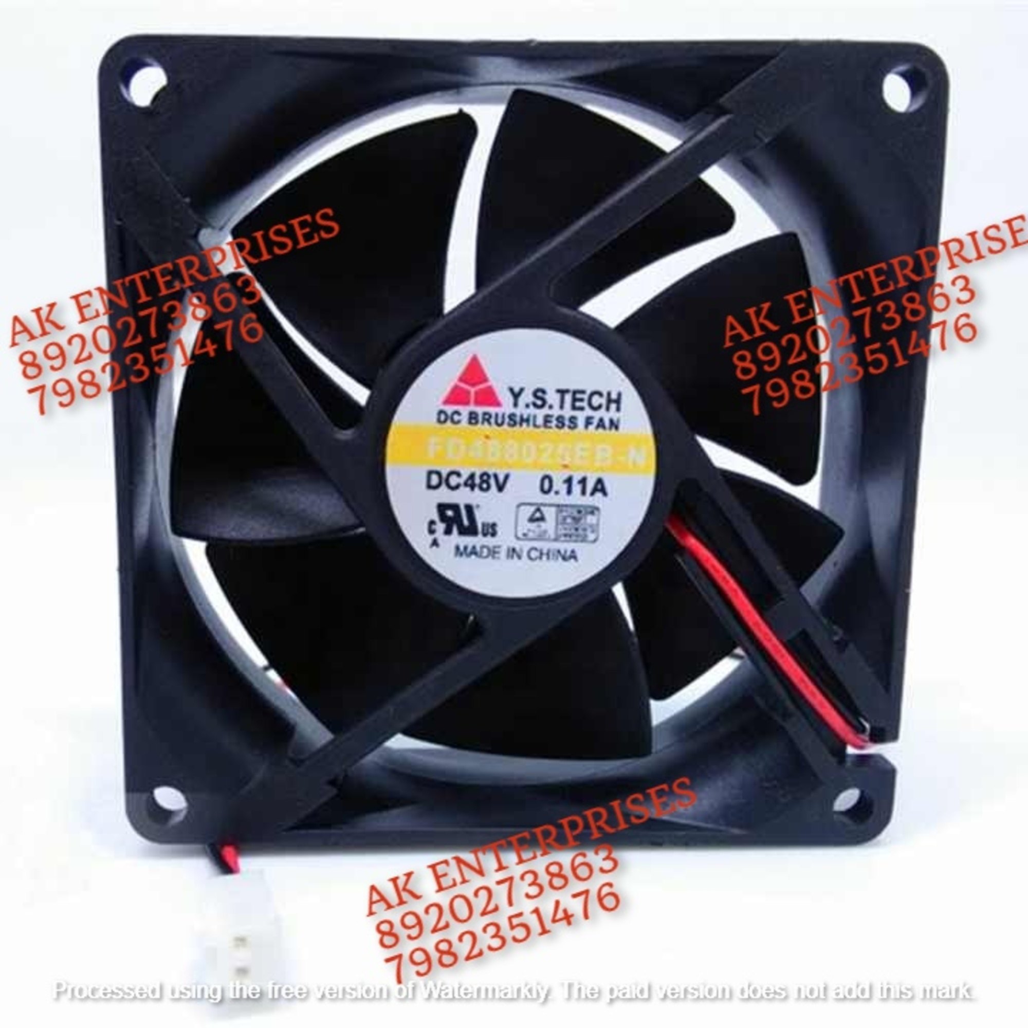 Y.s Tech Fd488025eb-n Axial Fan 48v-0.11a Dc Brushless Air Cooling Fan 4300 Rpm 80 * 80 * 25mm 3wire - Color: Black