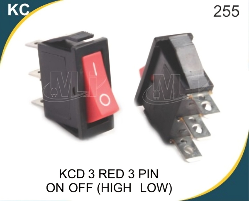 KCD 3 Red 3 Pin On Off (High-Low )