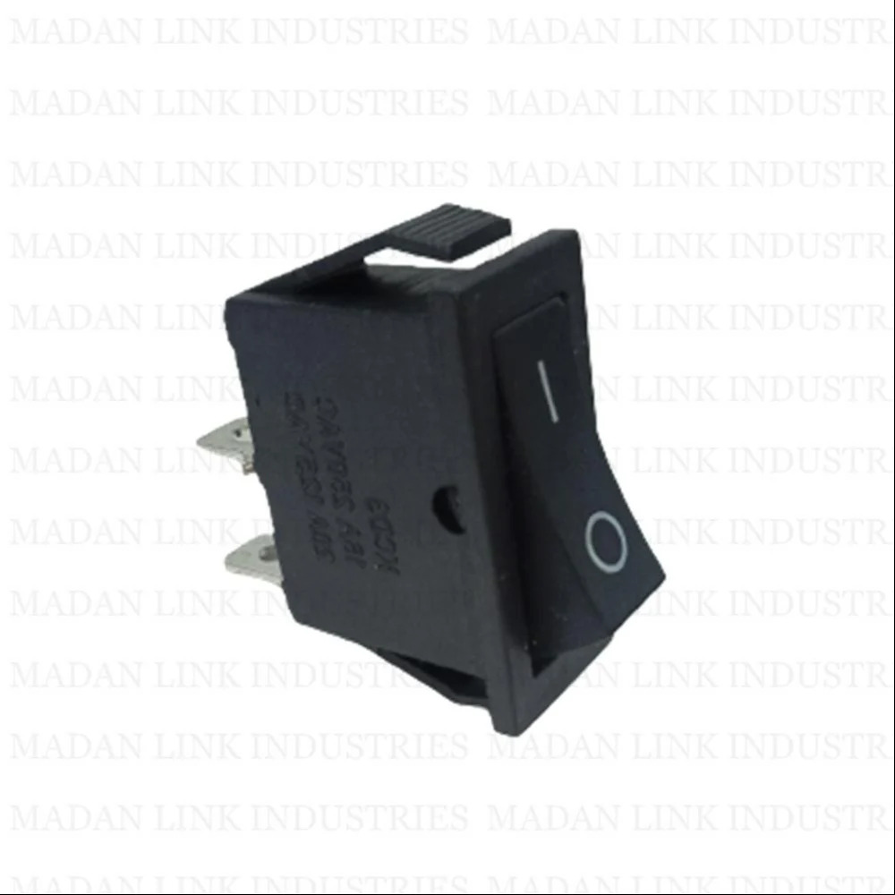 Kcd 3 Black 2 Pin On-off - Copper, Iron | Long Rocker Size, Black Color, 250v Ac, 16a Rating, 5-year Mechanical Life