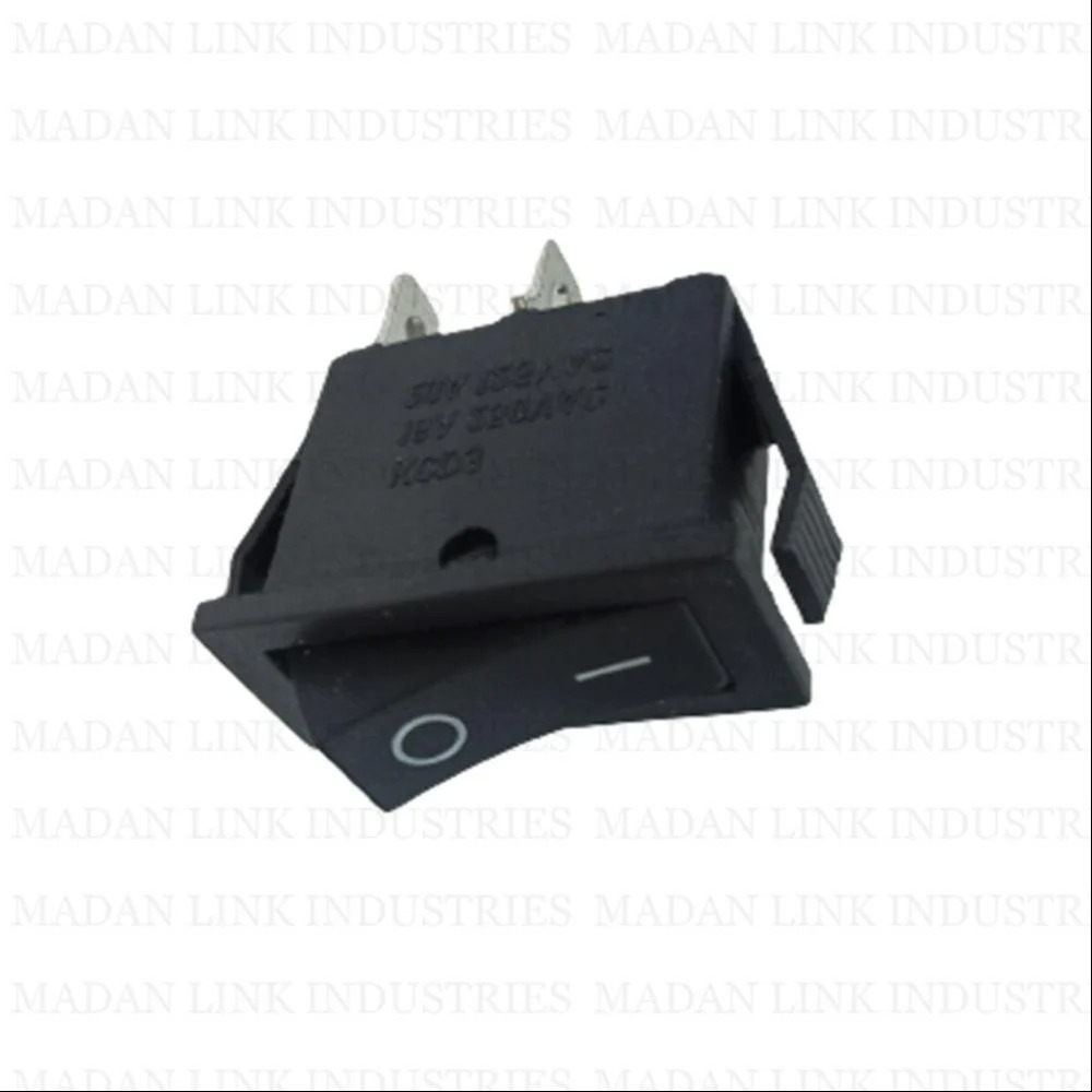 Kcd 3 Black 2 Pin On-off - Copper, Iron | Long Rocker Size, Black Color, 250v Ac, 16a Rating, 5-year Mechanical Life