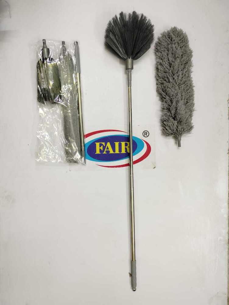 2in1 Telescopic Duster - Stainless Steel, 250cm Long, Grey | Extendable From 30 To 100 Inches, Bendable Head, Washable & Detachable