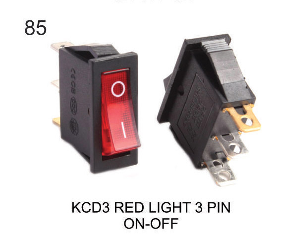 KCD 3 RED LIGHT 3 PIN ON-OFF