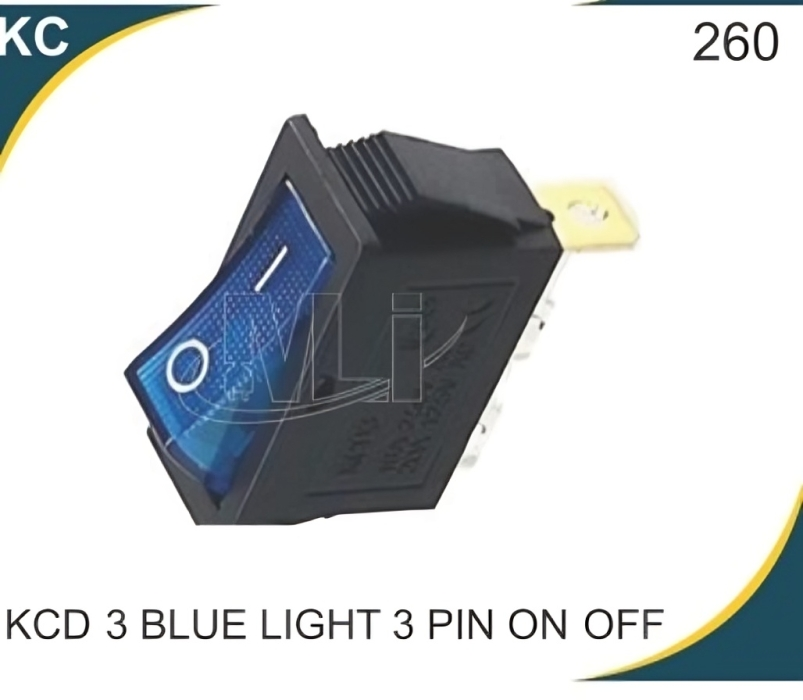 KCD 3 Blue Light 3 Pin  On Off