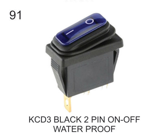 KCD3 BLACK 2 PIN ON-OFF WATER PROOF