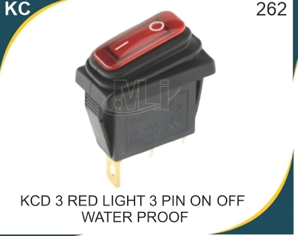 Rocker switch red light 3 pin on off