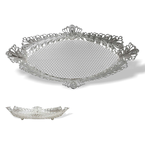 Silver Plated Oval Platter - Size: 15X8X3 Inch