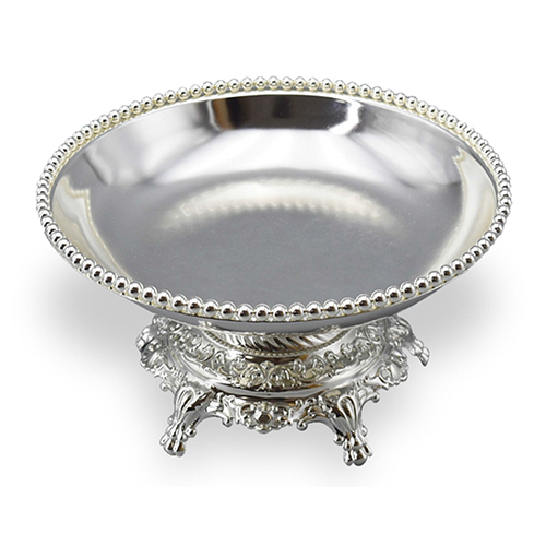 Silver Plated Centre Piece With Pearl Border - Size: 10X10X5.5 Inch