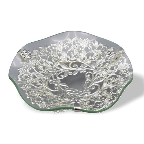 Glass Top Small Tray - Color: Silver